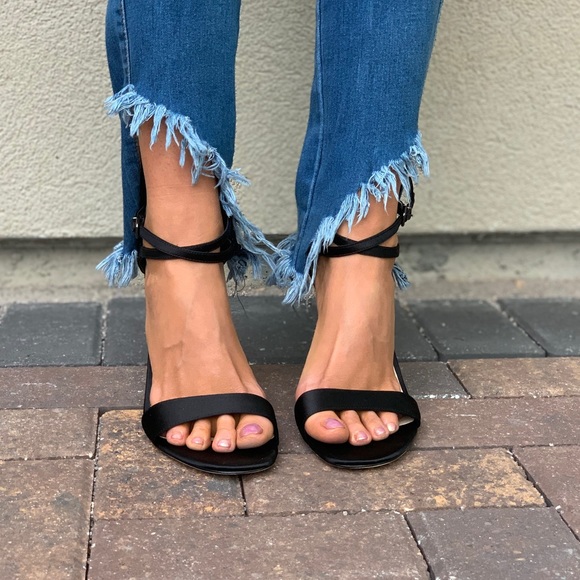 NIB Black Sky High Stiletto Heel Open Toe Sandal - Picture 2 of 8